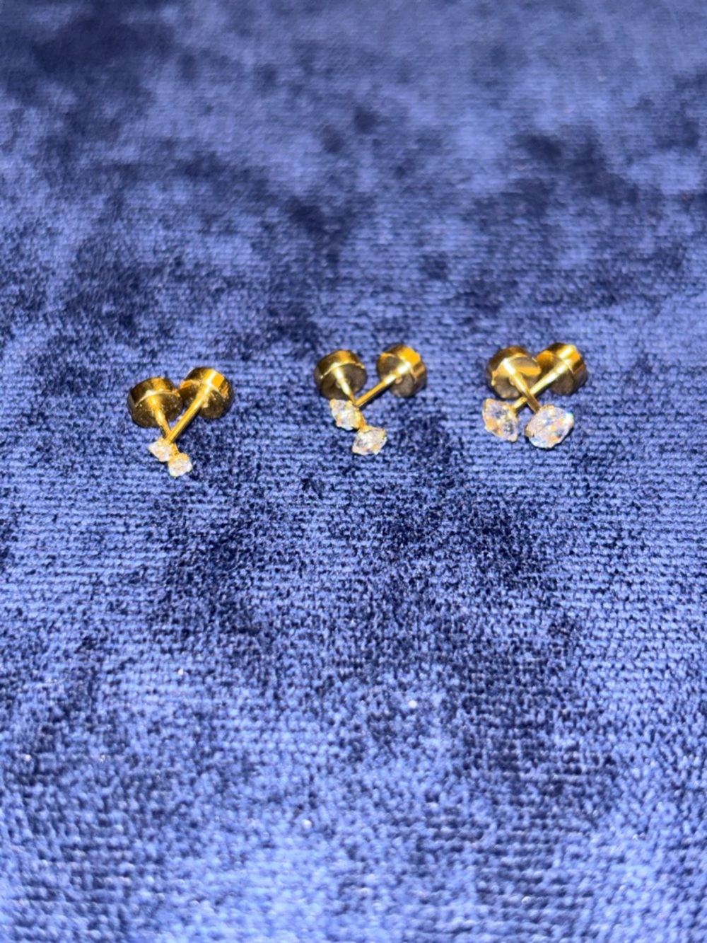 Gold Cubic Zirconia Flat Back Stud Earring Set - Classic Women's Jewelry